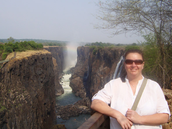 Veruschka Nel - soaking up the spray of Victoria Falls - the 'Smoke that Thunders'